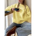thumbnail image 1 of Women Solid Long Sleeves Round Neck Pullover Women's Casual Long Sleeve Sweater, 1 of 4