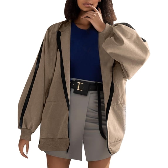 Women Solid Loose Jacket Long Sleeve Irregular Sweatshirt Loose Print Zipper Jacket Pullover Elegant Tops Blouse