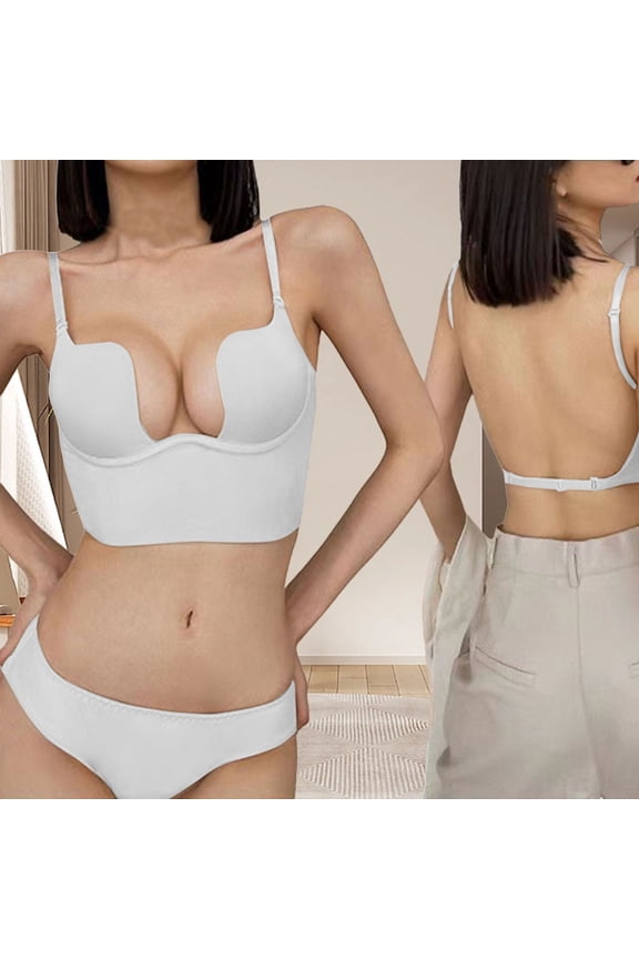 Women Solid Low Back Bras Underwired U Shape Backless Bras Multiple Convertible Straps Underwire Bra Suit Sports Bra Non Removable Pads Cup Sports Bra Womens Workout Bras Women Bras plus Size Sports