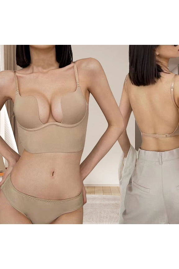 Women Solid Low Back Bras Underwired U Shape Backless Bras Multiple Convertible Straps Underwire Bra Suit Sports Bra Non Removable Pads Cup Sports Bra Womens Workout Bras Women Bras plus Size Sports