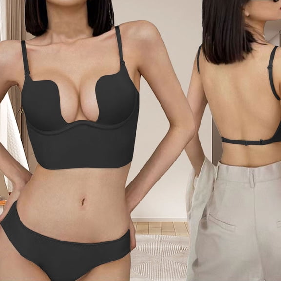 Women Solid Low Back Bras Underwired U Shape Backless Bras Multiple Convertible Straps Underwire Bra Suit Womens Front Closure Bras Womens Bras No Underwire No Padding Womens Bras No Underwire Full