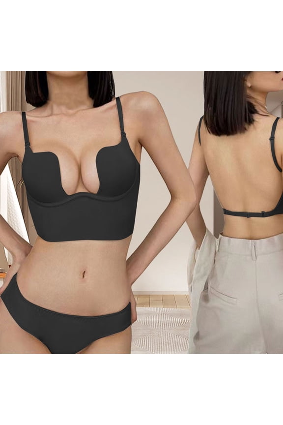 Women Solid Low Back Bras Underwired U Shape Backless Bras Multiple Convertible Straps Underwire Bra Suit Womens Front Closure Bras Womens Bras No Underwire No Padding Womens Bras No Underwire Full