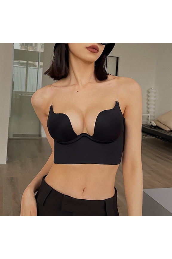 Women Solid Low Back Bras Underwired U Shape Backless Bras Multiple Convertible Straps Underwire Bra