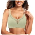 thumbnail image 1 of Women Solid Maternity Open Button Breastfeeding Bra Pulls Up Sag Feeding Comfort Thin, 36, Green, 1 of 5