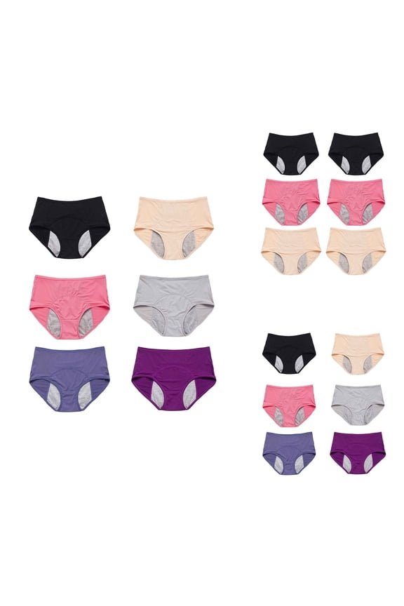 Women Solid Mesh Breathable Comfortable High Waist Leak Proof Menstrual Pants, 3pcs Incontinence Underwear, Plus Size