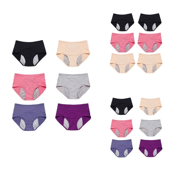 Women Solid Mesh Breathable Comfortable High Waist Leak Proof Menstrual Pants, 3pcs Incontinence Underwear, Plus Size