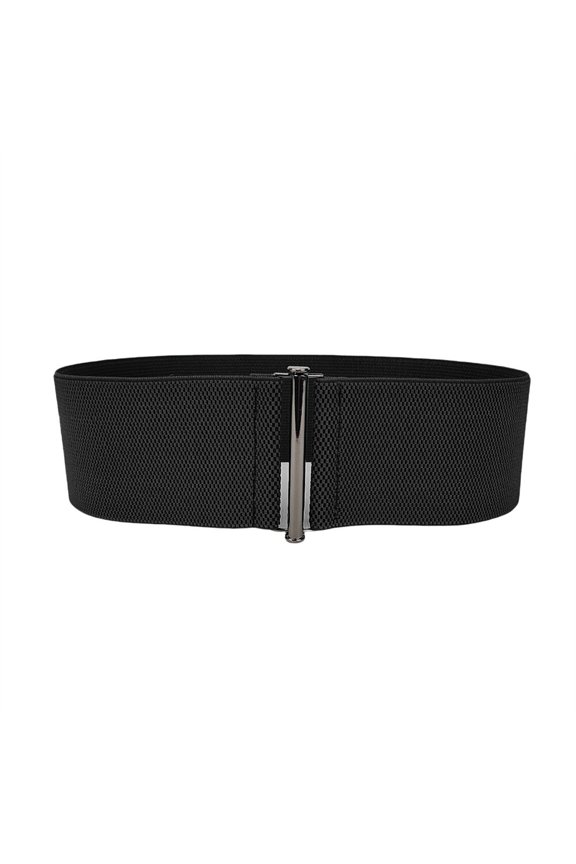 Women Solid Metal Clasp Buckle Stretch Waist Belt Elastic Dress Waistband
