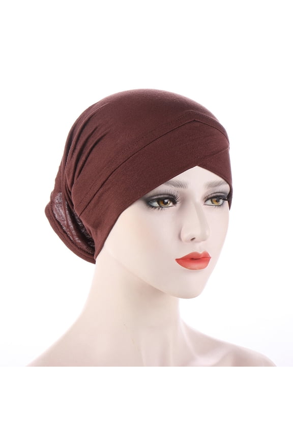 Women Solid Plain Cotton Stretch Elastic Neck Hat Hair Head Wrap Headband Turban