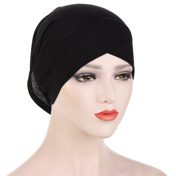 Women Solid Plain Cotton Stretch Elastic Neck Hat Hair Head Wrap Headband Turban