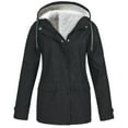 thumbnail image 1 of Women Solid Plush Thickening Jacket Outdoor Plus Size Hooded Raincoat Windproof, 1 of 1