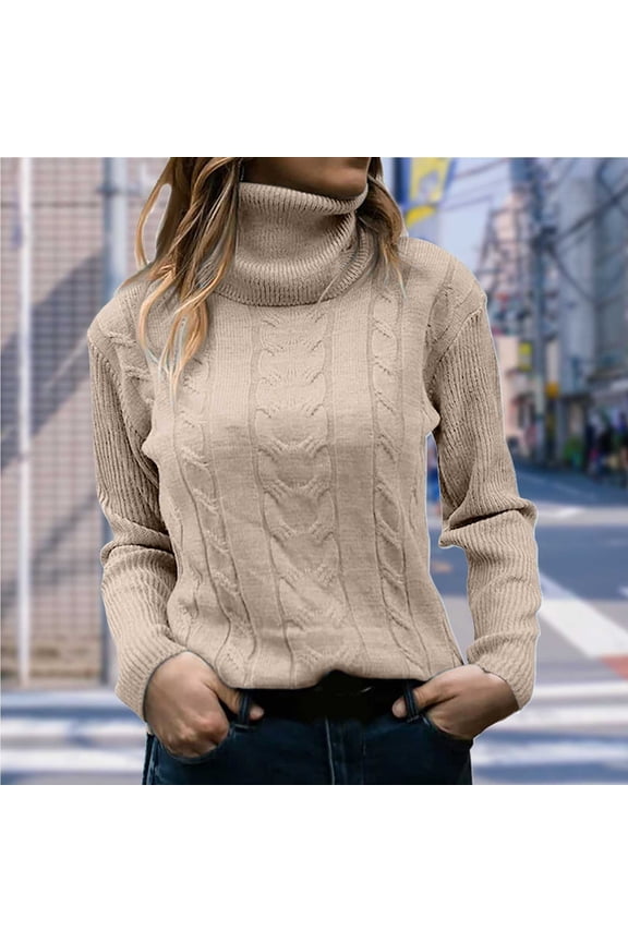 Women Solid Pullover Turtleneck Knitwear Retro Long Sleeve Sweater Slim Tops See Tunics X for Women 3xl Dress Shirts for Women plus Sizes Clothes for Women Fancy Women Tops plus Size Tops for Women