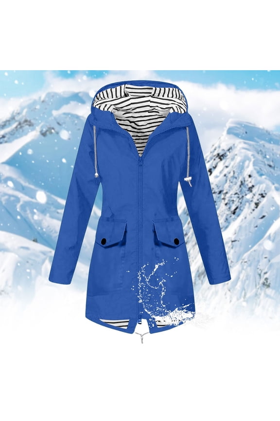 Women Solid Rain Jacket Outdoor Plus Size Hooded Windproof Loose Coat Rain Wind Jacket Women Runners Windbreaker Women plus Size Lightweight Windbreaker Travel Vest Ski Jackets Women Warm Jackets