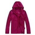 thumbnail image 1 of Women Solid Rain Jacket Outdoor Plus Size Hooded Windproof Loose Coat Water Proof Raglan Cuff Storage Bag Long Sleeve Hooded Neck Workout Tops for Women Wine M, 1 of 3