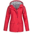 thumbnail image 1 of Women Solid Rain Jacket Outdoor Plus Size Waterproof Hooded Raincoat Windproof, 1 of 3