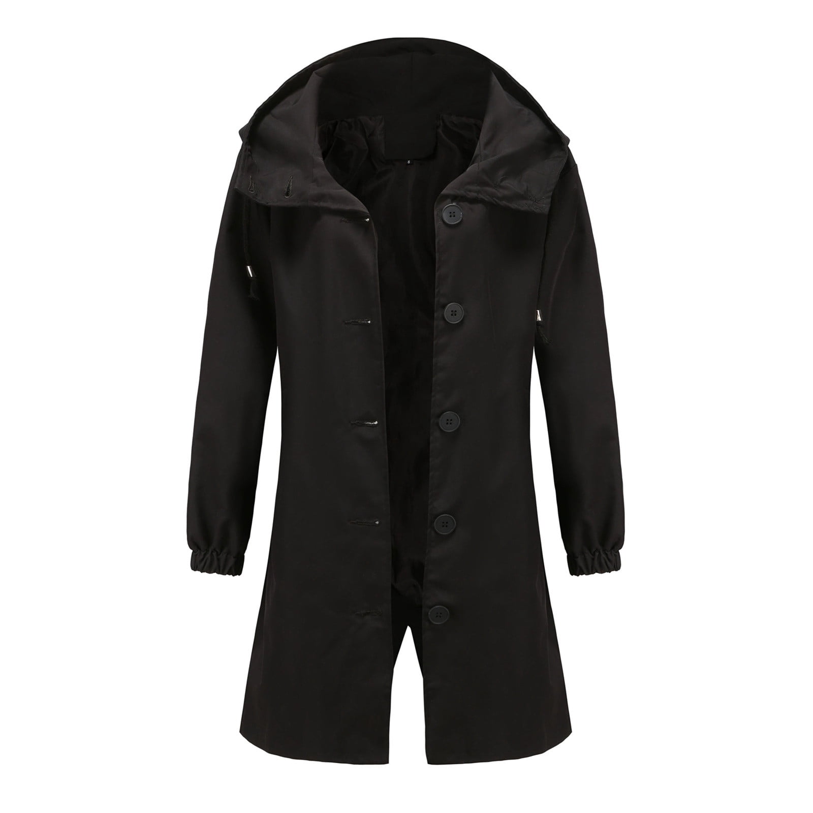 Women Solid Rain Jacket Outdoor Plus Size Waterproof Hooded Windproof