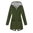 thumbnail image 1 of Women's Casual Jackets Women Solid Rain Jacket Outdoor Plus Size Hooded Windproof Loose Coat for All Seasons and Activities, 1 of 2