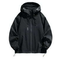 Women Solid Rain Outdoor Plus Size Hooded Windproof Loose Coat Tops With Pocket