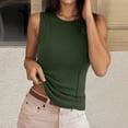 thumbnail image 1 of Women Solid Ribbed Knit Sleeveless Tank Top Casual Summer Camisole VestGreenS, 1 of 3