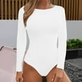 thumbnail image 1 of Women Solid Round Neck Long Sleeve Button Jumpsuit Slim Bodysuit Jumpsuits Womens Pajamas Feet One Shoulder Rompers for Women Tight Romper Women's Fashion Overalls Body Suits Lingerie Jumpsuit for, 1 of 4