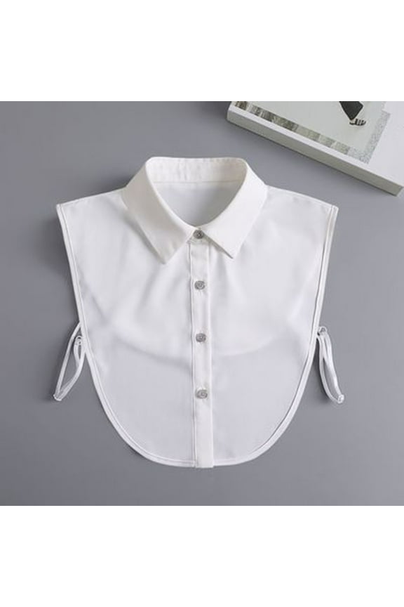 Women Solid Ruffle Detachable Blouse With False Collar Half Elastic Waist Shirt Collar Half Turtleneck Blouse Apparel Shirt Girl N Button up Back Shirt for Women Colla Shirt Women Turtle Neck Dickey