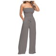 thumbnail image 1 of Women Solid Ruffle Lace Sleeveless Lace Up Jumpsuit Medium Length Straight Trousers Jumpsuits Suitable for Various Occasions, 1 of 4