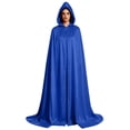 thumbnail image 1 of Women Solid Satin Cloak Full Floor Length Hooded Cape Poncho Witch Party Dress Up October 31st Holiday Outfits for Women, 1 of 6