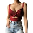 thumbnail image 1 of ibuvkizy Women Solid Sexy Appliques Sleeveless Pullover Vest Tank Crop Tops Shirts, 1 of 6