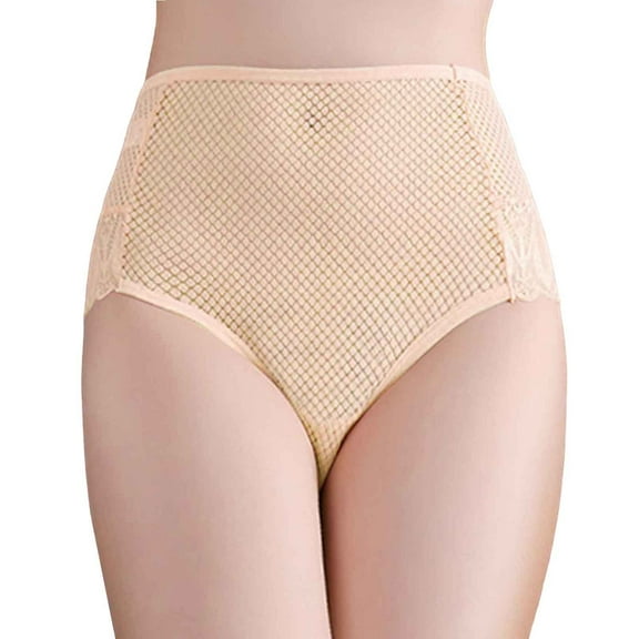 Women Solid Sexy Lace Seamless Panties - Mid High Waist, Hollow Breathable Briefs, Plus Size L-XXL, for Nightwear & Intimate Occasions