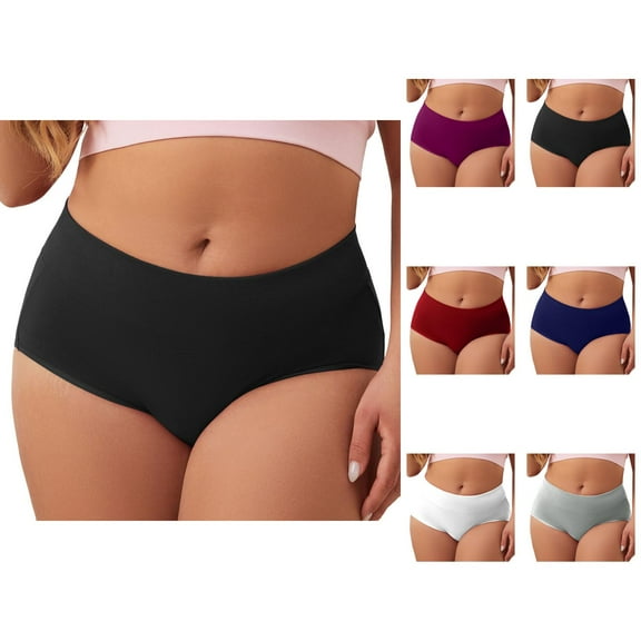 Women Solid Sexy Seamless Panties Plus Size Mid High Waist Hollow Breathable Briefs