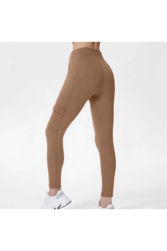 Women Solid Side Pocket Long Pants High Elastic Yoga Pants Lifting Running And Fitness Sports Pants Yoga Pants for Women Petite Length Woman's Vest Extra Large Women Breathable Yoga Pants High Waist
