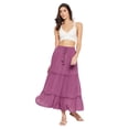 thumbnail image 1 of Women Solid Skirts Long Ruffle Layered Ladies Skirts for Summer, Purple, 1 of 6