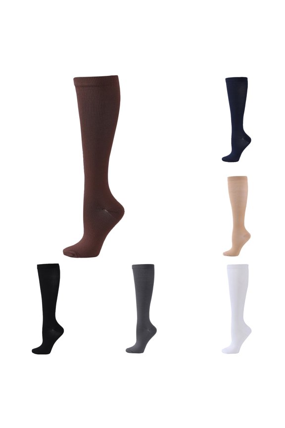 Women Solid Sports Compression Socks Calf Support Elastic Athletic Stockings