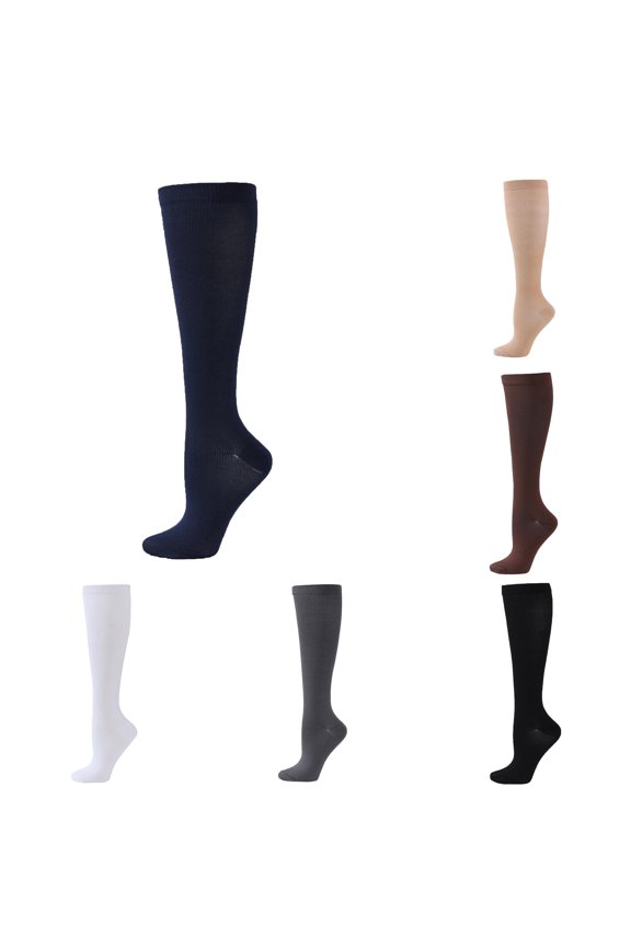 Women Solid Sports Compression Socks Calf Support Elastic Athletic Stockings