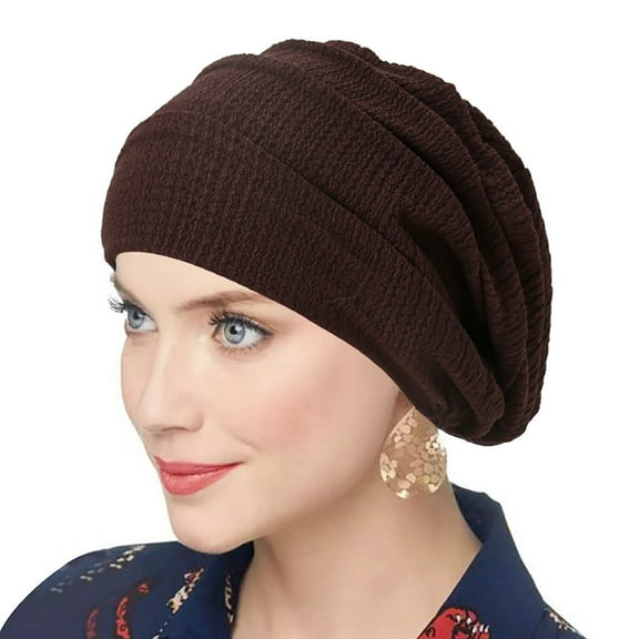 Women Solid Stretch Slouchy Beanie Hat Turban Headwear Hair Wrap Headwrap Cap