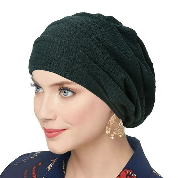 Women Solid Stretch Slouchy Beanie Hat Turban Headwear Hair Wrap Headwrap Cap
