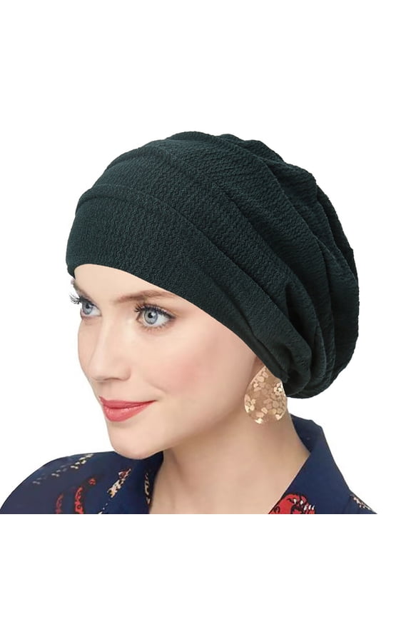 Women Solid Stretch Slouchy Beanie Hat Turban Headwear Hair Wrap Headwrap Cap