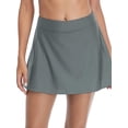 thumbnail image 1 of Women Solid Swim Skirt Build-in Brief Tummy Control Tankini Bottoms, 1 of 8