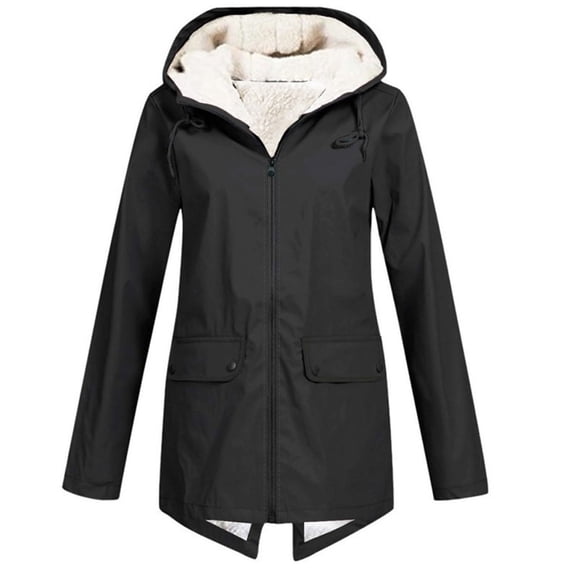Women Solid Thickening Jacket Outdoor Plus Size Hooded Raincoat Windproof Winter Jacket for Women plus Size 3x Womens Outerwear Jackets & Coats plus Size Women Coats And Jackets Womens Lightweight