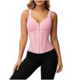 thumbnail image 1 of Women Solid V-Neck Shapewear Tank Top, Breathable Zip Front Waist Trainer with Built-in Bra Pink L(L), 1 of 6