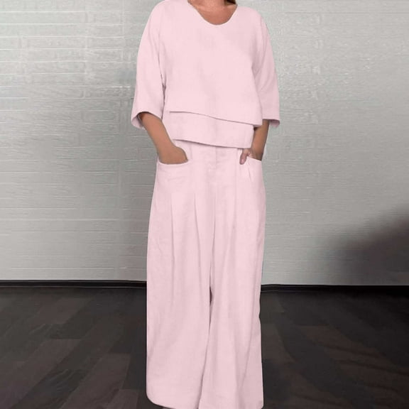 Women Solid V Neck Short Sleeved Top High Waist Pants Casual Two Set Romper for Bride plus Size Wedding Guest Dresses for Bride Petite Pants Suit for Women Formal Jumpsuit Prom Pants Suit for Women