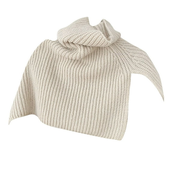 Women Solid Warm Pullover Scarf High Collar Split Knitted Outer Wear Wool Winter Fashion Accessory