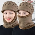 thumbnail image 1 of Women Solid Winter Outdoor Knit Scarf With Hat Cover Knitted Integrated Hat Men Cold Weather Gear Winter Apparel Men Ear Warmer Big Head Trapper Hat Mad Hat Large Snow Hat Women Ice Hat Mens Warm, 1 of 1