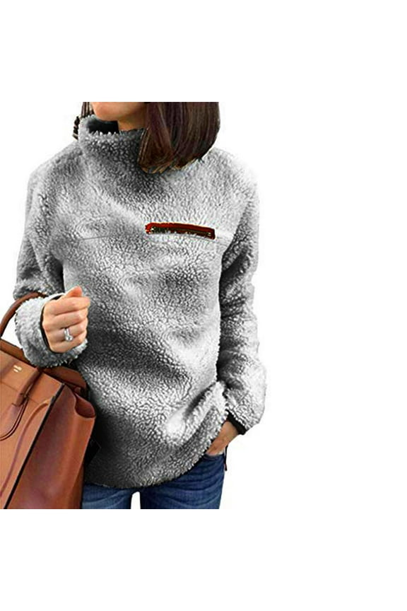 Women Solid Zippers Turtleneck Blouse Sweatshirt Pullover Tops Shirt Woman Hoodie Lightweight Zip Hoodie Full Length Hoodies for Women Womens Snap Hoodies Hooded Sweatshirt Women Pullover Sweatshirts
