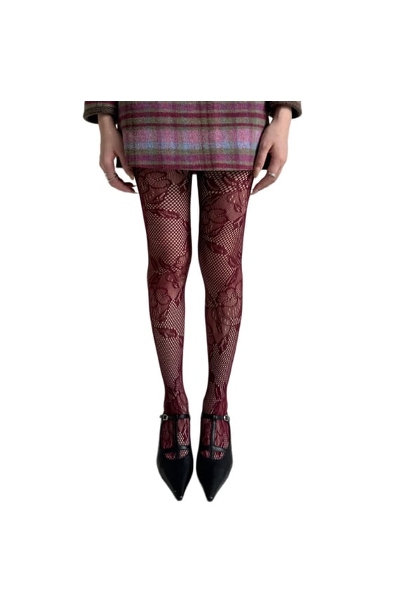 Women Sophisticated Leggings with Hollowed Out Flower Pattern Sheer Mesh Tights Pantyhose for Parties and Daily