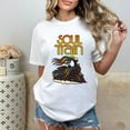 thumbnail image 1 of Women Soul Train Graphic Tee T Shirt Top Colorful Locomotive Design Short Sleeve Crew Neck Vintage White S-5XL, 1 of 4