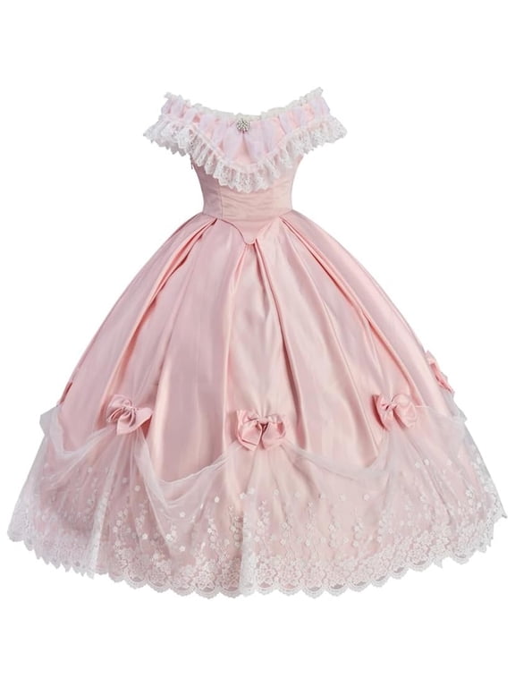 Women Southern Belle Renaissance Dress Pink Victorian 1860s Civil War Wedding Dress Rococo Ball Gown