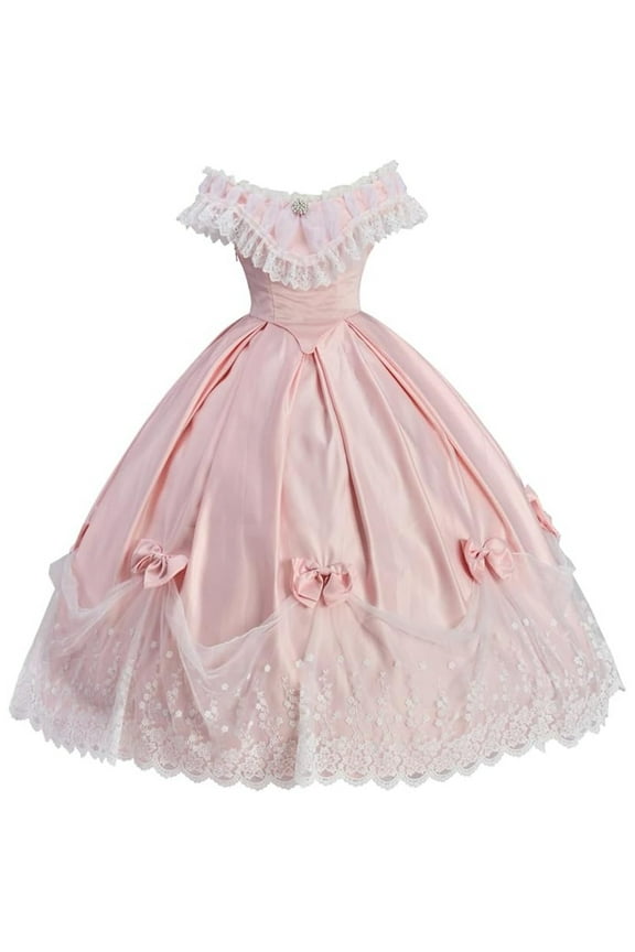 Women Southern Belle Renaissance Dress Pink Victorian 1860s Civil War Wedding Dress Rococo Ball Gown