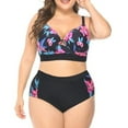 thumbnail image 1 of Women Spaghetti Strap Bikini Set Floral Print High Waist 2-Piece Push-Up Padded Swimsuit XL, 1 of 6
