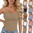 thumbnail image 1 of Women Spaghetti Strap Crop Tank Tops Soft Cute Summer Camisoles Basic Slim Fit Layering Cami Undershirts, 1 of 6