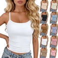 thumbnail image 1 of Women Spaghetti Strap Crop Tank Tops Soft Cute Summer Camisoles Basic Slim Fit Layering Cami Undershirts, 1 of 7